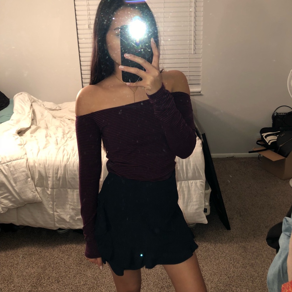 Navy blue ruffle skirt